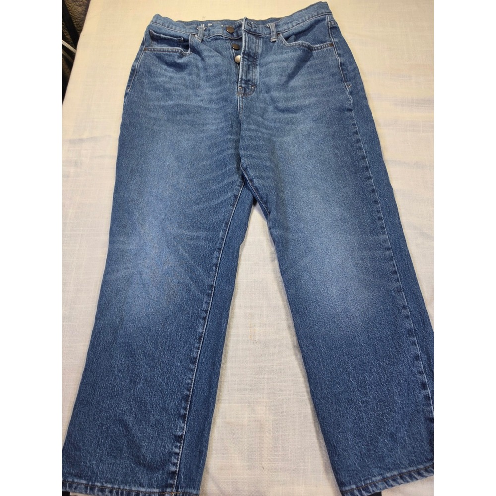 ana Highest Rise Vintage Straight Jeans Blue Button Fly Size 14